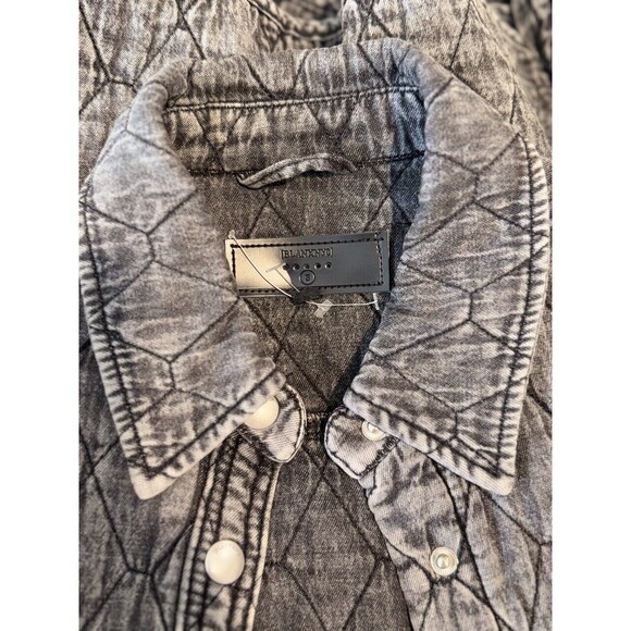 BLANKNYC Womens Jacket Gray Button Up Quilted Shacket Acid Wash Outdoor Small - Picture 3 of 9